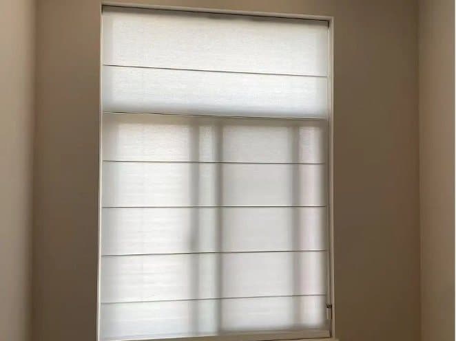 Roman blinds on a living room window