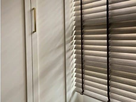 Venetian blind slats up close