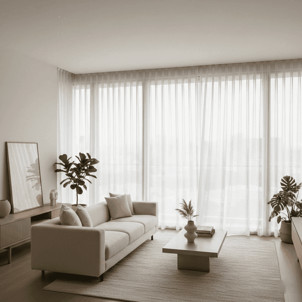 Premium curtains and blinds in a modern Singapore living room