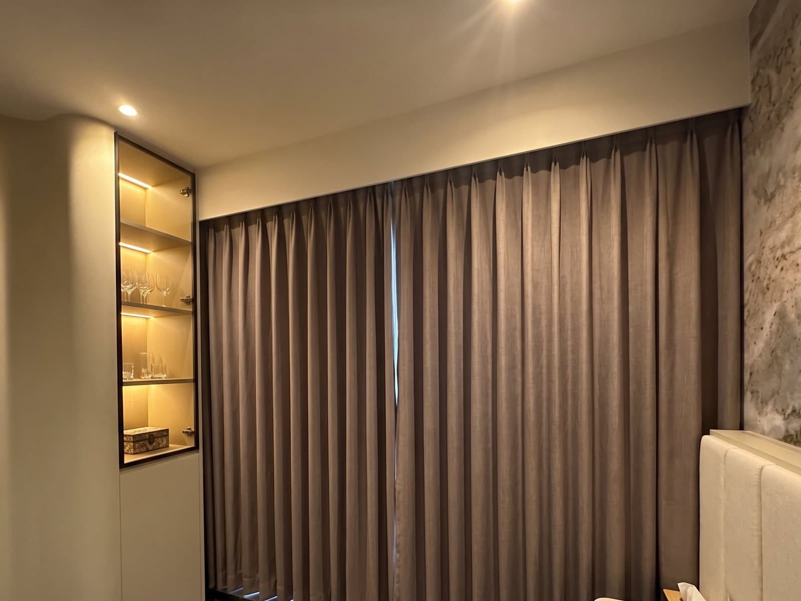 Blackout curtains in a bedroom