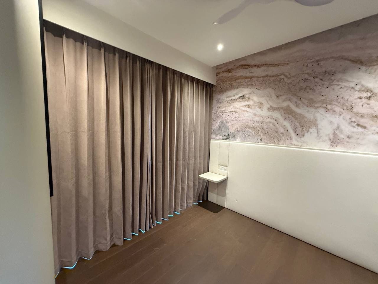 Night curtains installed in a bedroom