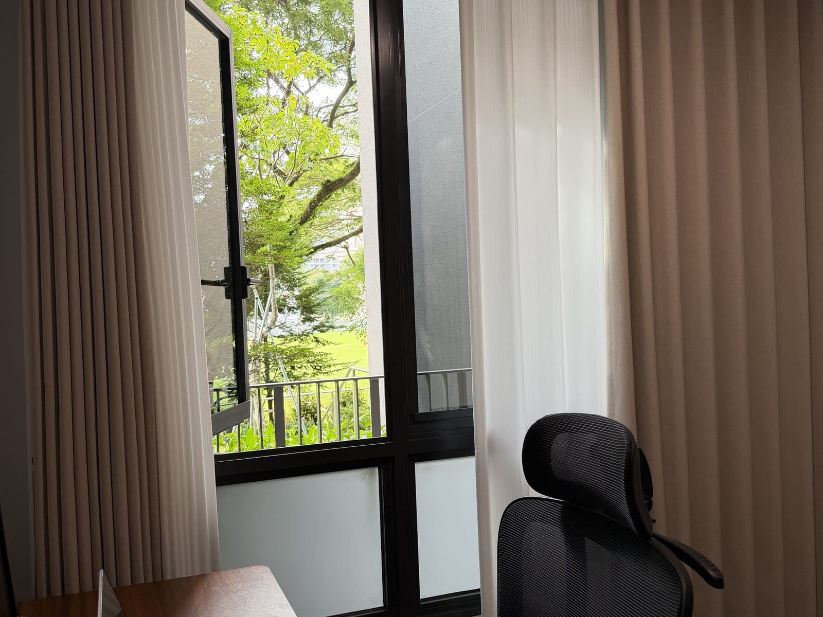Dimout curtains in a home study
